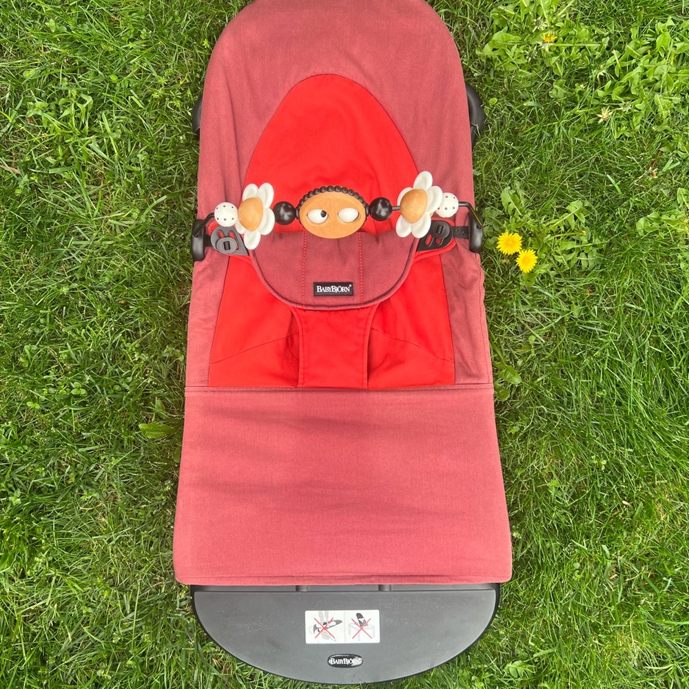Red Baby Bouncer with Toy Bar